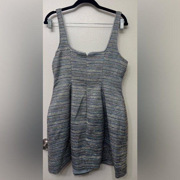 NWT By Anthropologie Sleeveless Square-Neck Tweed Fit & Flare Mini Dress - Picture 6 of 7